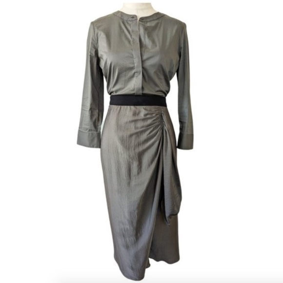 BCBGMaxAzria Dresses & Skirts - BCBG Maxazria Dark Grey Sheath Midi Dress Size S